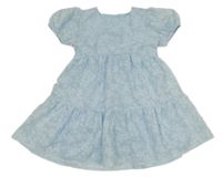 Světlemodré kostkované květované šaty St. Bernard