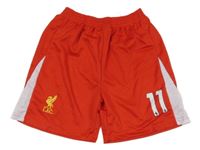 Červeno-bílé sportovní fotbalové kraťasy L.F.C. a číslem