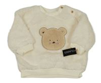 Nové - smetanová chlupatá mikina s medvídkem St. Bernard