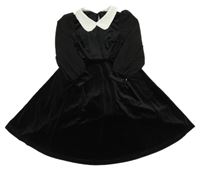 Černé sametovo/šifonové šaty s bílým límečkem Teen