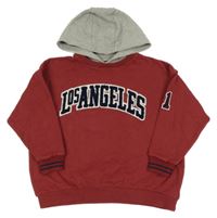 Vínová oversize mikina s nápisem a číslem a kapucí Next