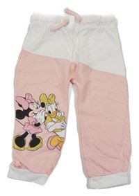 Světlerůžovo-bílé tepláky s Minnie a Daisy Disney
