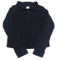 Černé žebrované polo crop triko Zara