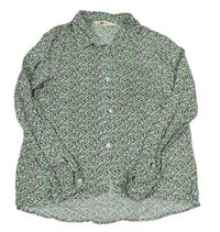 Černo-zeleno-růžová květovaná halenka H&M