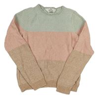 Světlešedo-růžovo-béžový svetr H&M