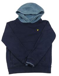 Tmavomodro-modrošedá mikina s nášivkou a kapucí Lyle&Scott