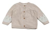 Světlerůžový propínací svetr s králíky na rukávech Mothercare