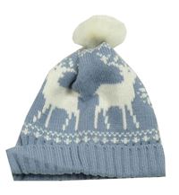 Modrá pletená čepice se soby a bambulí M&S