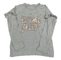 Šedé melírované pyžamové triko s nápisem a hvězdou