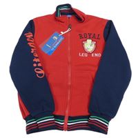 Nové - Červeno-tmavomodrá propínací mikina s nášivkou