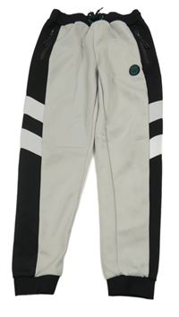 Béžovo-černé sportovní tepláky s nášivkou Pep&Co