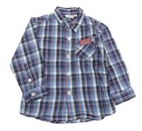 Modro-červeno-bílá kostkovaná košile s nášivkou NKD