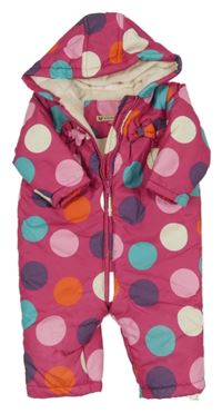 Fuchsiová puntíkatá šusťáková zimní kombinéza s kapucí John Lewis