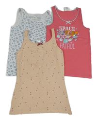 3x košilka - meruňková květovaná + bílá květovaná + růžová se Skye