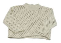 Béžový perforovaný crop svetr Zara