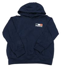 Tmavomodrá mikina s francouzskou vlajkou a kapucí In Extenso