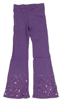 Fialové flare legíny s flitry H&M
