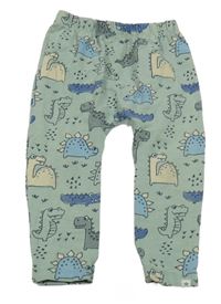 Zelenošedé lehké tepláky s dinosaury Topomini