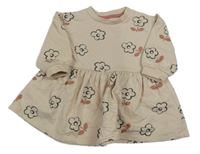 Béžové květované teplákové šaty Mothercare