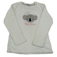 Smetanová chlupatá pyžamová mikina s koalou