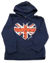 Tmavomodrá mikina se srdcem s britskou vlajkou a kapucí Dopodopo
