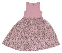 Růžové bavlněné šaty s puntíkatou sukní Yigga