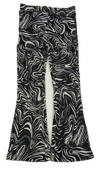 Černo-šedé vzorované žebrované flare legíny George