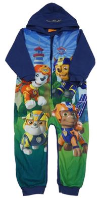 Modro-tmavomodro-barevná fleecová kombinéza s Paw Patrol a kapucí Nickelodeon