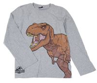 Šedé melírované triko s dinosaurem - Jurský svět