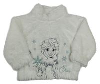 Bílá chlupatá mikina s Elsou Disney