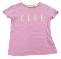 Světlerůžové tričko s nápisem Elle