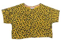 Žluto-černé crop tričko s leopardím vzorem Matalan