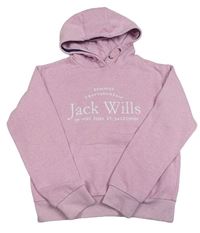 Světlerůžová melírovaná mikina s logem a kapucí Jack Wills