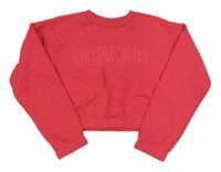 Malinová crop mikina s nápisem PRIMARK
