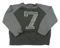 Tmavošedo-šedý svetr s číslem H&M