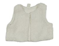 Bílá huňatá propínací podšitá vesta H&M