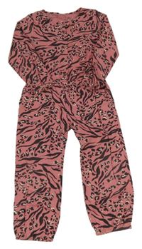 Růžovo-černý vzorovaný lehký kalhotový overal Next