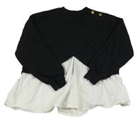 Černá mikina s bílým plátěným volánkem Zara