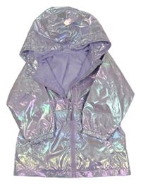 Fialová metalická šusťáková jarní parka s kapucí Pep&Co