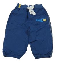 Tmavomodré šusťákové podšité kalhoty s nápisem F&F