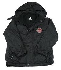 Černá šusťáková jarní oboustranná bunda s kapucí 