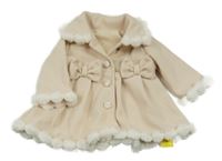 Nové - světlebéžový flaušový kabátek s chlupatým lemem Shein