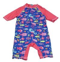 Modro-růžový UV overal s rybkami 