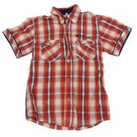 Červeno-bílá kostkovaná košile s kapsami 