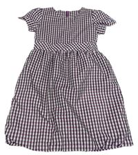 Bílo-růžovo-černé kostičkované šusťákové šaty 