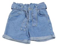Světlemodré paper bag riflové kraťasy s páskem Denim Co.