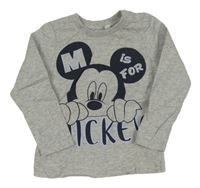 Šedé melírované triko s Mickeym Disney