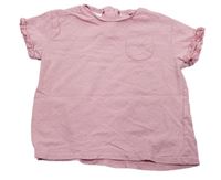 Růžové vzorované tričko s kapsou Zara