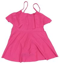 Neonově růžové jednodílné plavky se sukní Shein