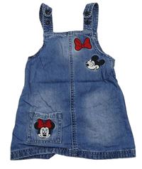 Modré riflové laclové šaty s Mickeym a Minnie Primark